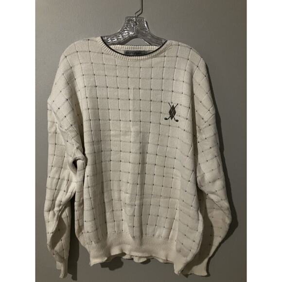 VTG Shenandoah Golf Textured 3D Sweater Mens XL Beige Embroidered GIFTABLE - Picture 1 of 8